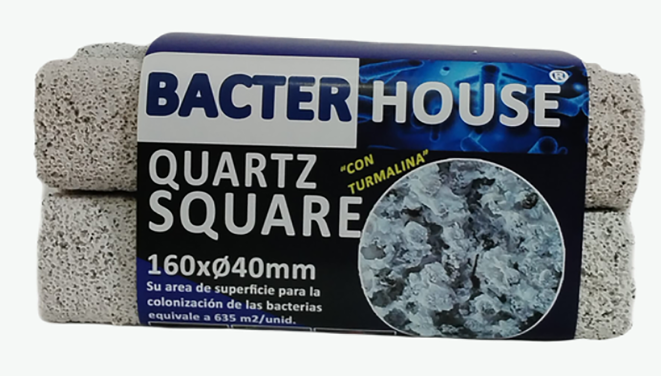 BHQUARTZ2 Bacterhouse Quartz Square 160x40mm con turmalina - DiscusArt